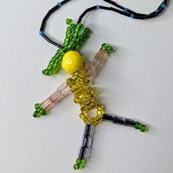 Handcrafted Beaded Figure Fixed Length Necklace On Beaded Chain - Picture 2 of 8